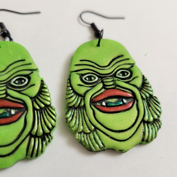 Creature of the Black Lagoon clay earrings - Picture 3 of 3